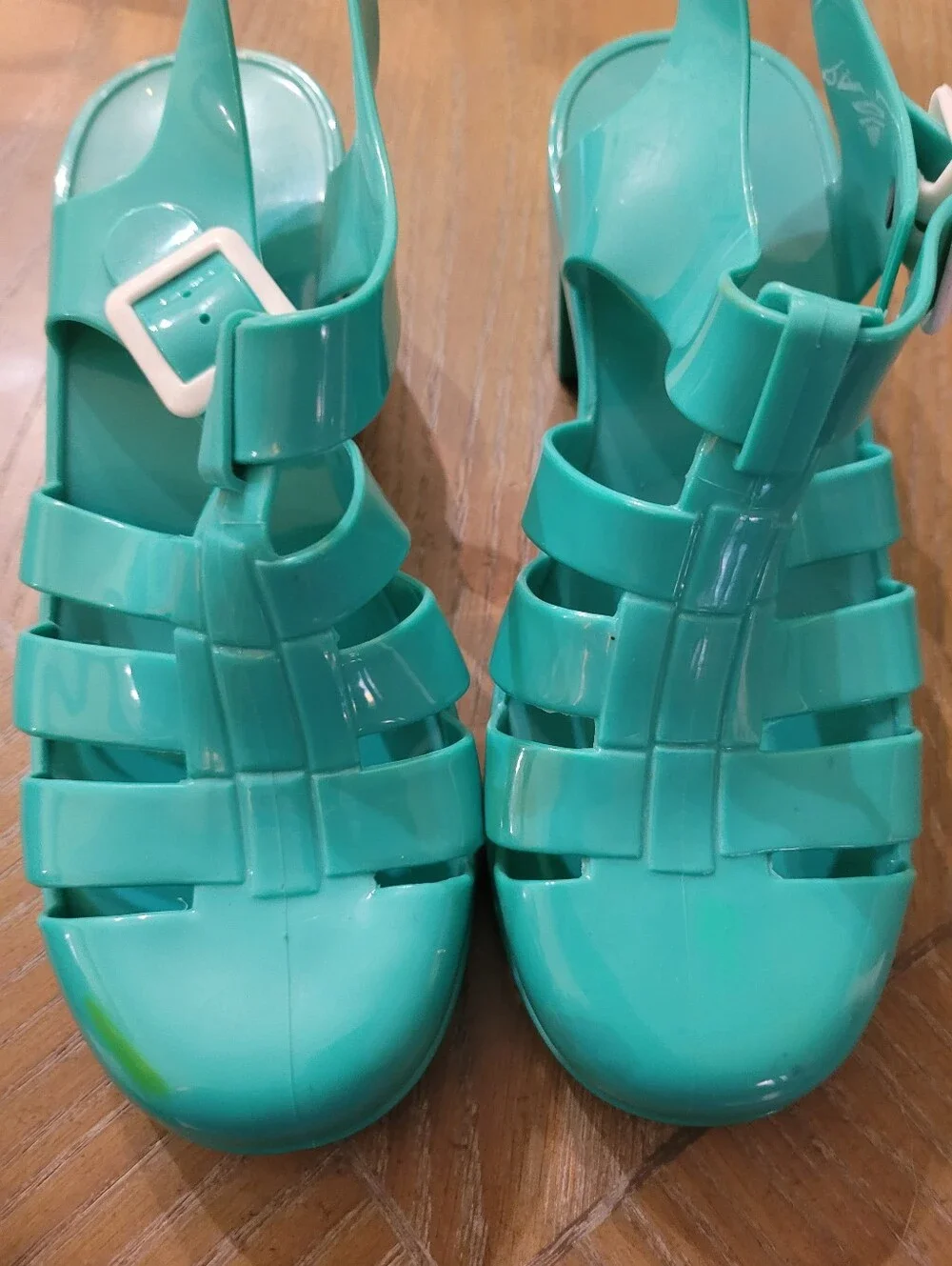 Pandora Teal Jelly Platform Size 7.5